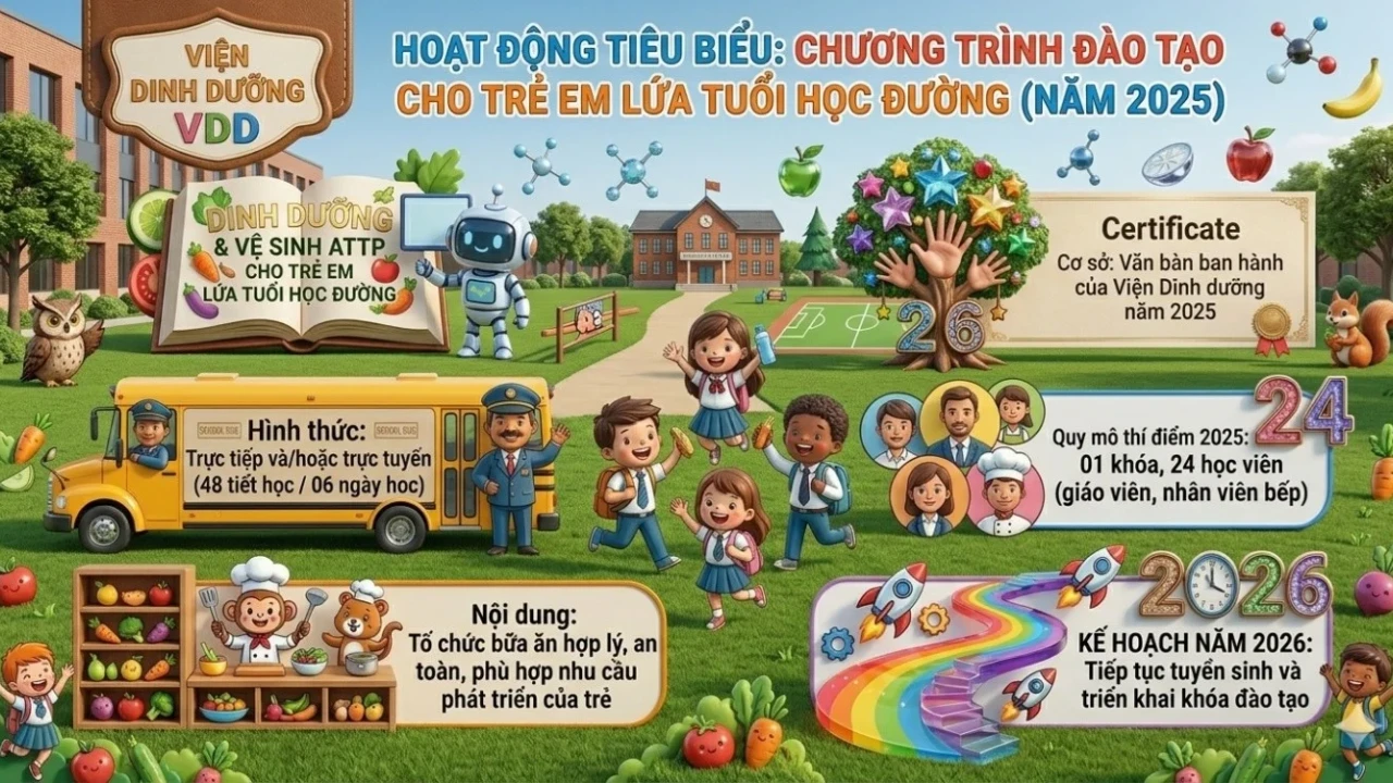 Kết quả triển khai Khóa đào tạo nhu cầu xã hội về “Dinh dưỡng và vệ sinh an toàn thực phẩm cho trẻ em lứa tuổi học đường”