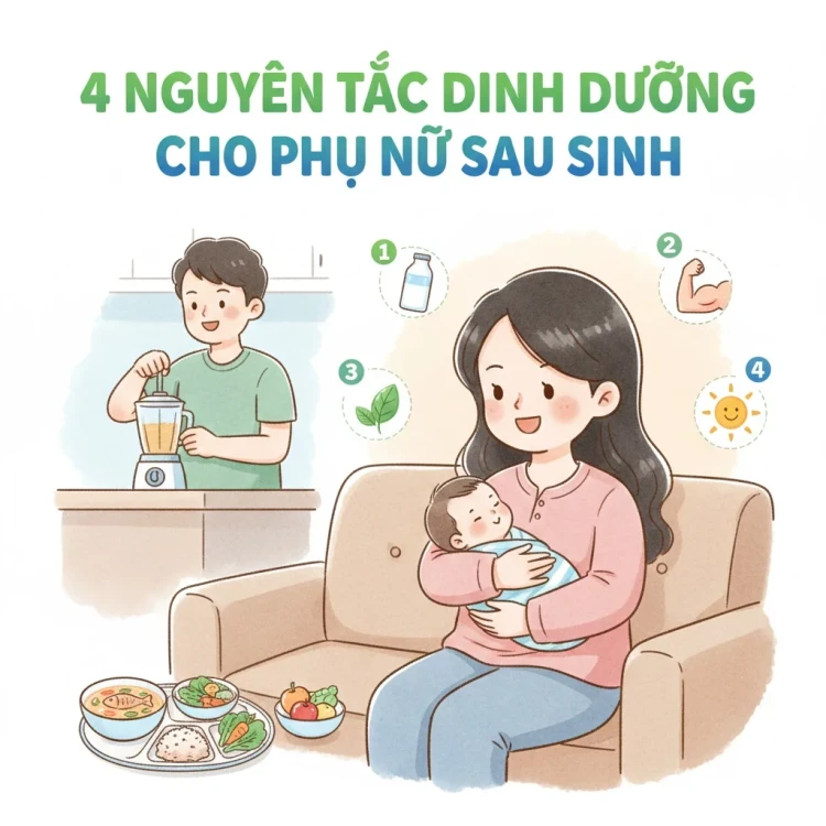 4 nguyên tắc dinh dưỡng cho phụ nữ sau sinh   