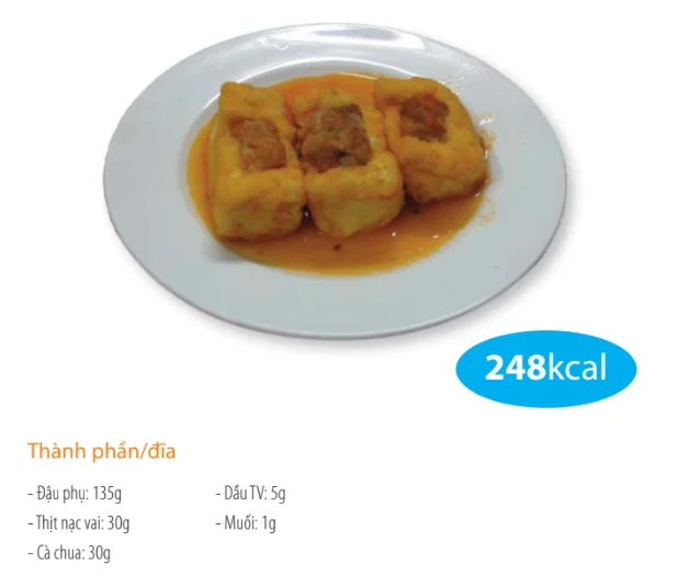 Tofu stuffed with meat in tomato sauce